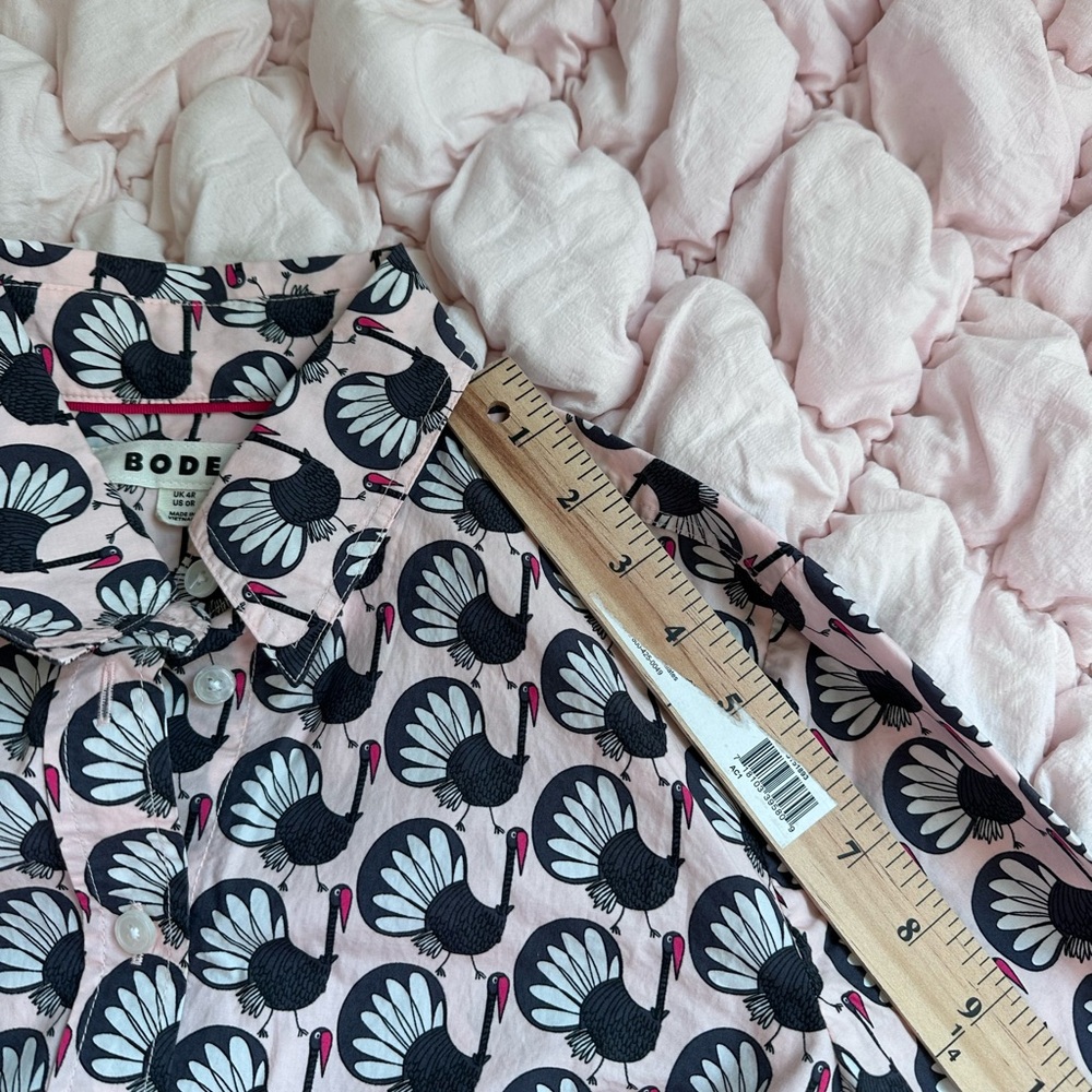 Boden Sienna Cotton Shirt Crane Bird Print Long Sleeve Button Up Women’s 0 - Picture 10 of 11